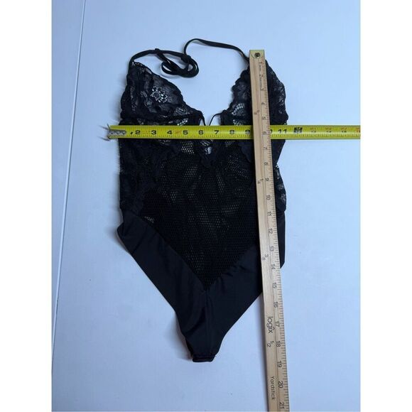 FREDERICK'S OF HOLLYWOOD Bodysuit Black Size M/lLace Sheer - Picture 7 of 8